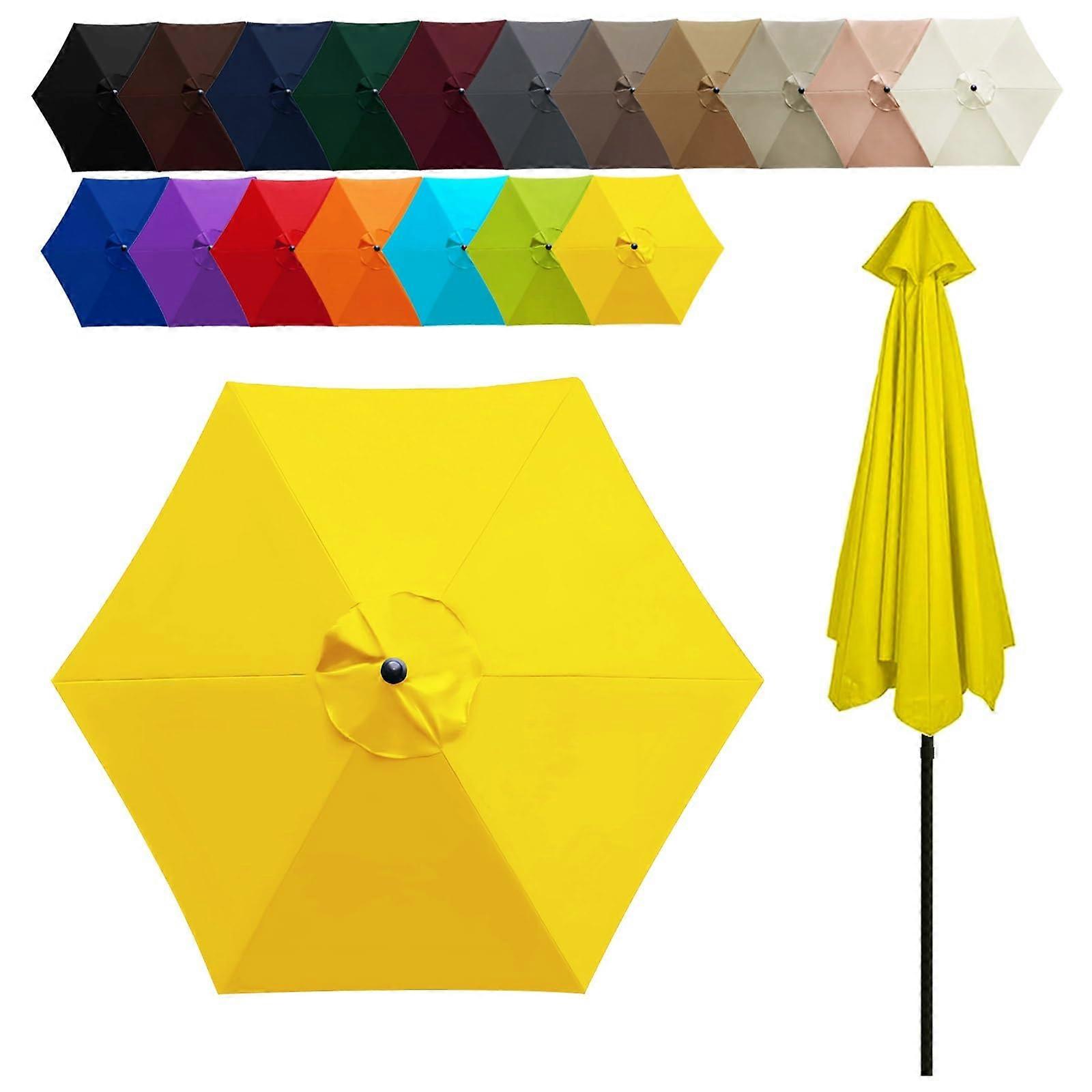 6.6ft Patio Umbrella Canopy Replacement, Waterproof UV50+ Yellow Polyester Cover with Ventilated