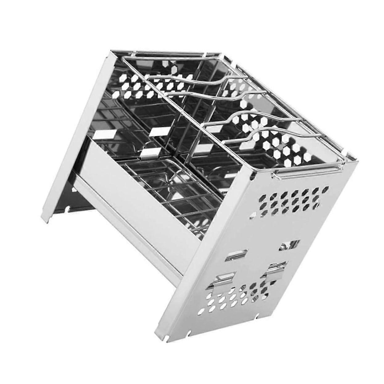 Portable BBQ Grill Stainless Steel Foldable with Windshield for Camping and Backyard Cooking