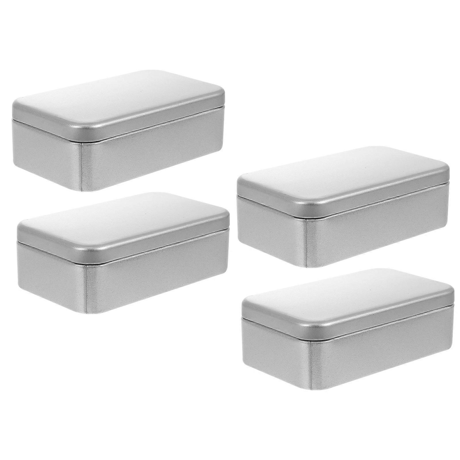 Square Tea-Leaf Container Iron Box for Storage 4Pcs Practical Can