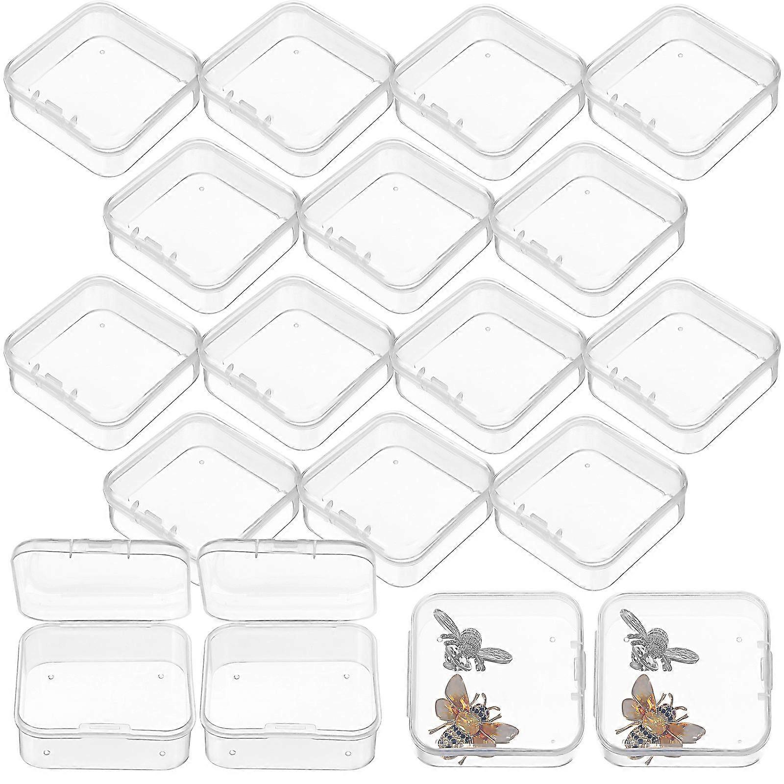 Transparent Storage Box Square Case for Storage 24Pcs Clear Organizer