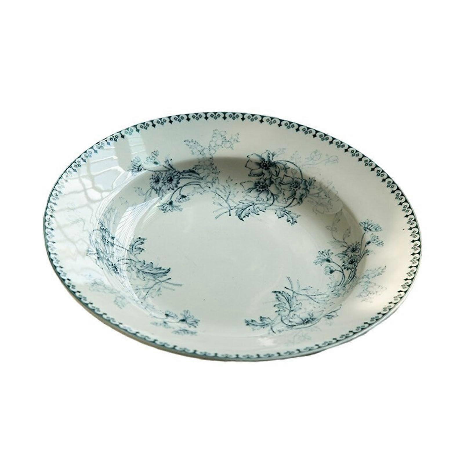 Ceramic Dinner Plates Microwave Dishwasher Safe, Rustic Round Stackable Dishes 23x23x3.7cm