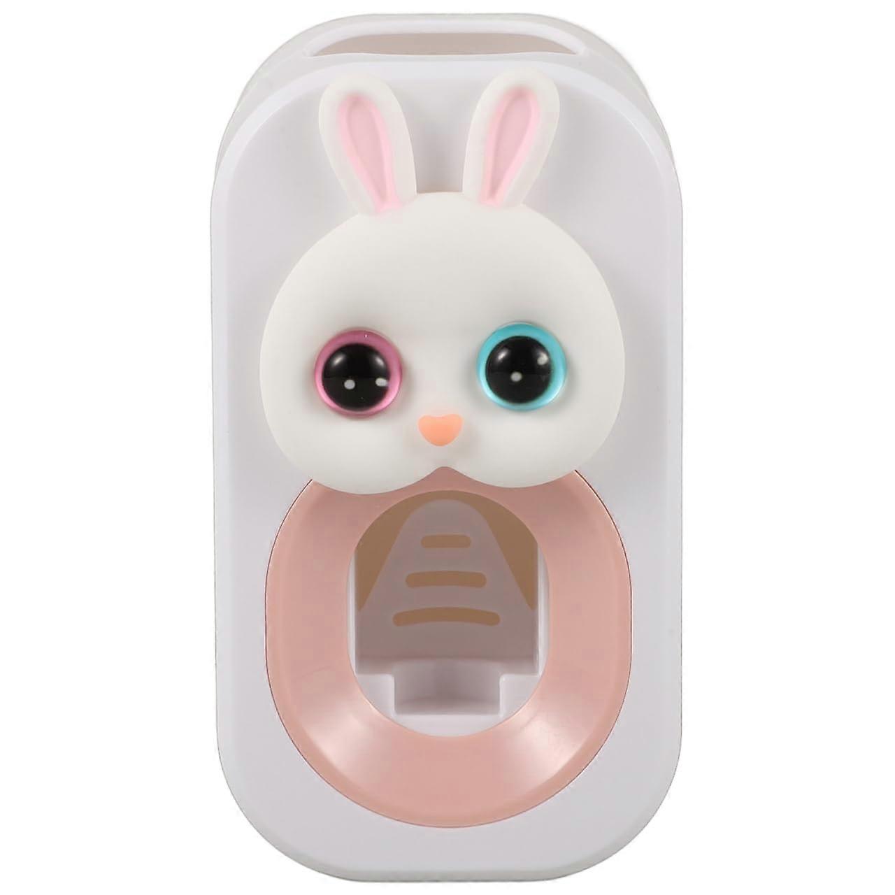 Automatic Toothpaste Dispenser Wall Mounted Holder Hands No Drilling Bunny Design for Kids