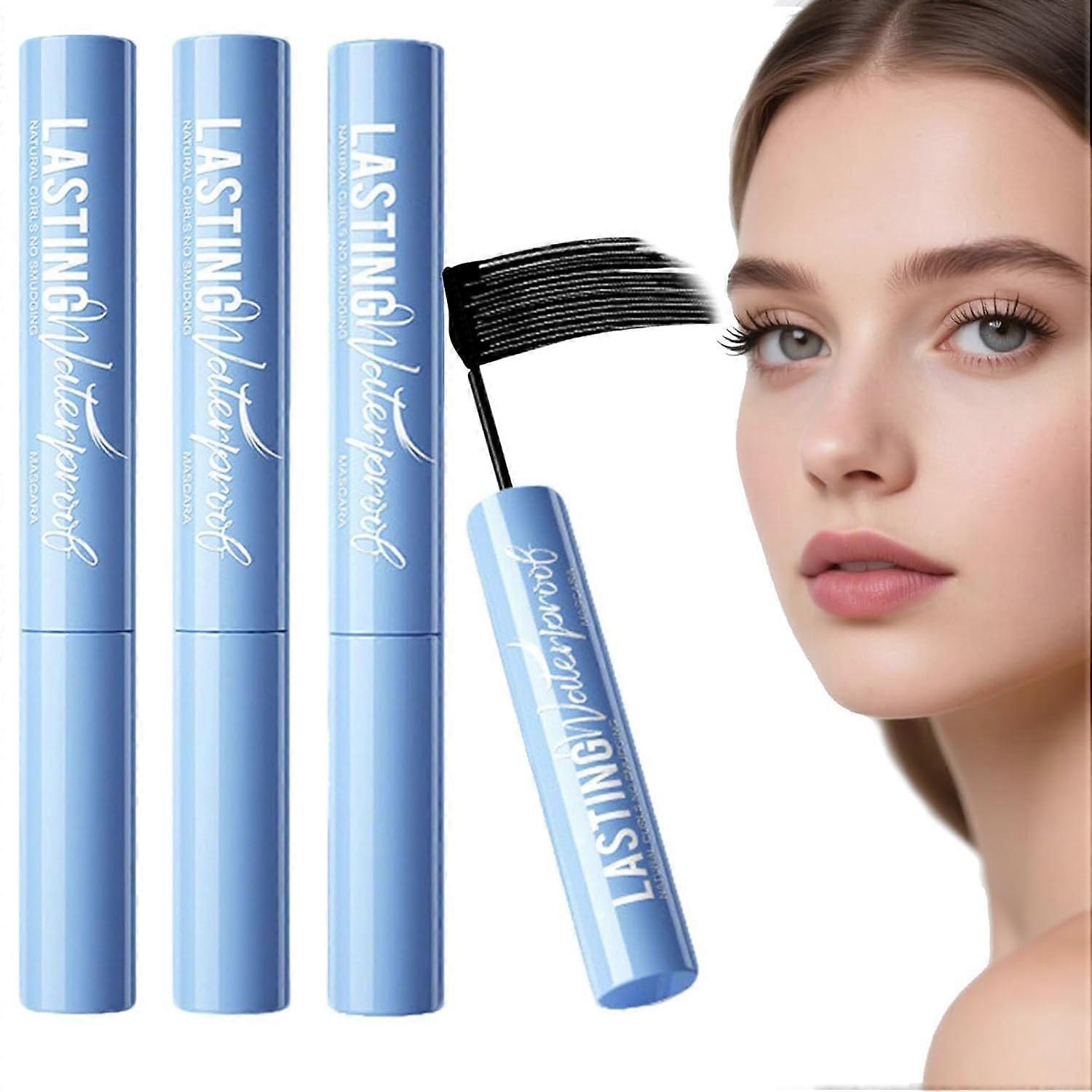 4D Lengthening Waterproof Mascara Black, Volumizing Curl LongLasting SmudgeProof (3pcs)