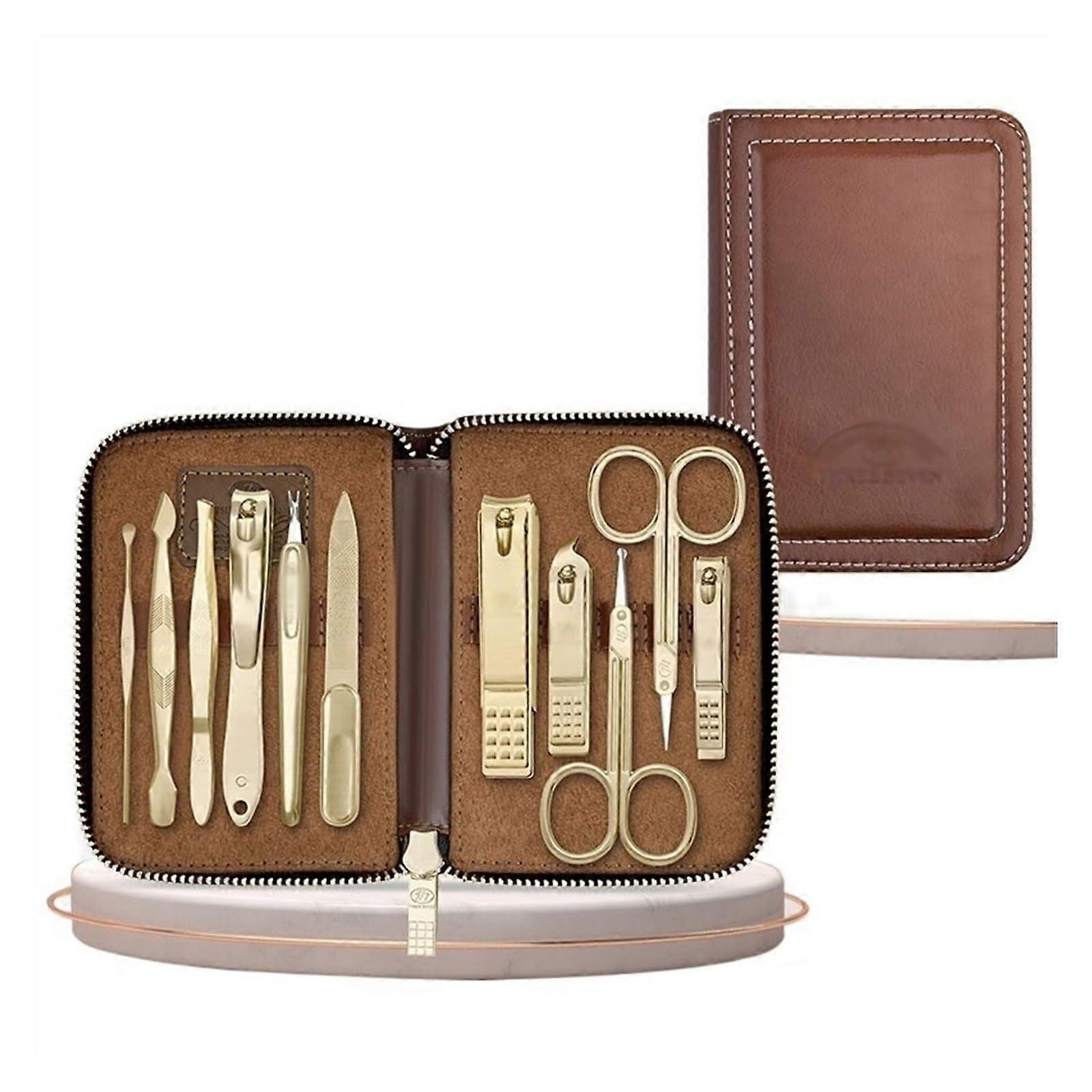 Manicure Set 11 Piece Professional Nail Clipper Kit with RustResistant Tools and Travel Case