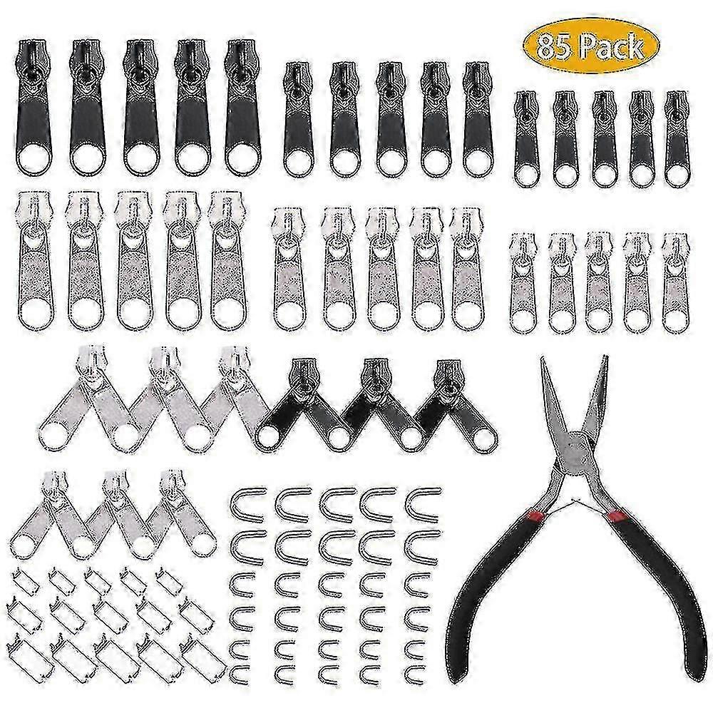 Zipper Repair Kit With Replacement Zippers 85pcs-2