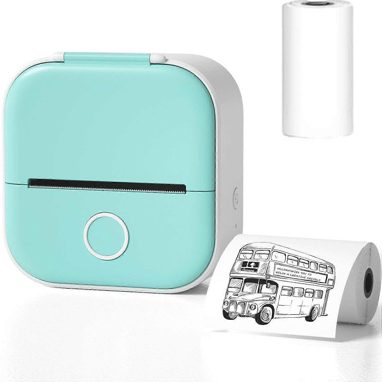 Mini Pocket Printer Bluetooth Ink Thermal Photo Printer for Scrapbook Sticky Notes Blue USB Rechargeable