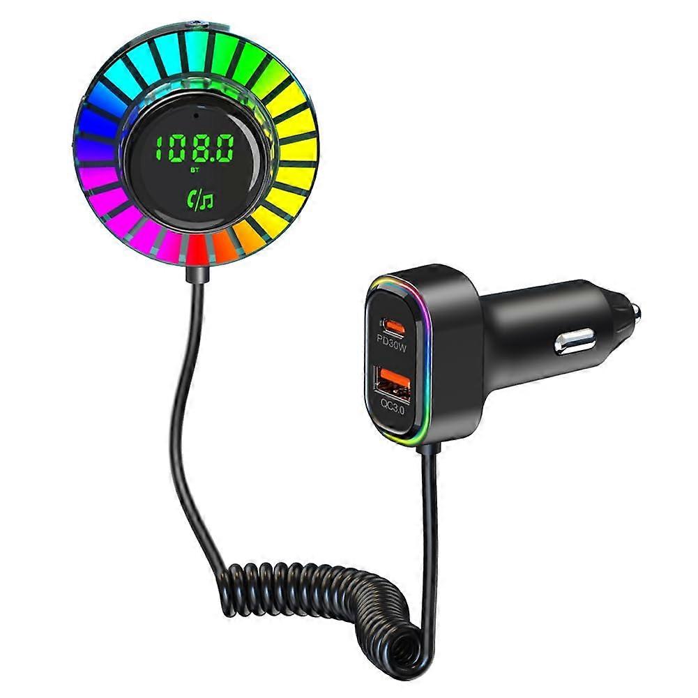 Bluetooth 5.3 FM Transmitter Car Bluetooth Adapter with PD30W QC3.0 Fast Charging and Hands Calling