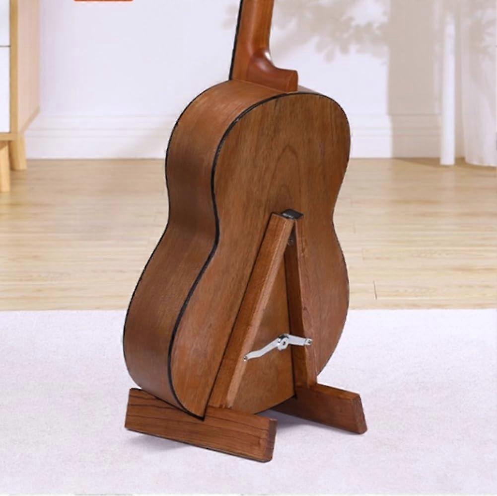 Wooden Guitar Stand with AntiSlip Padding, Foldable Walnut Vertical Display Rack for Instruments