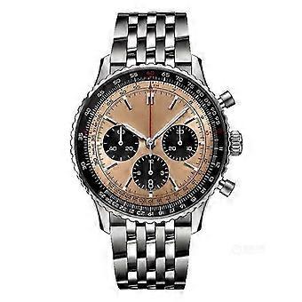 Top Superocean Watch Men Quartz Chronograph Aviation Pilots Watch Black Blue Leather