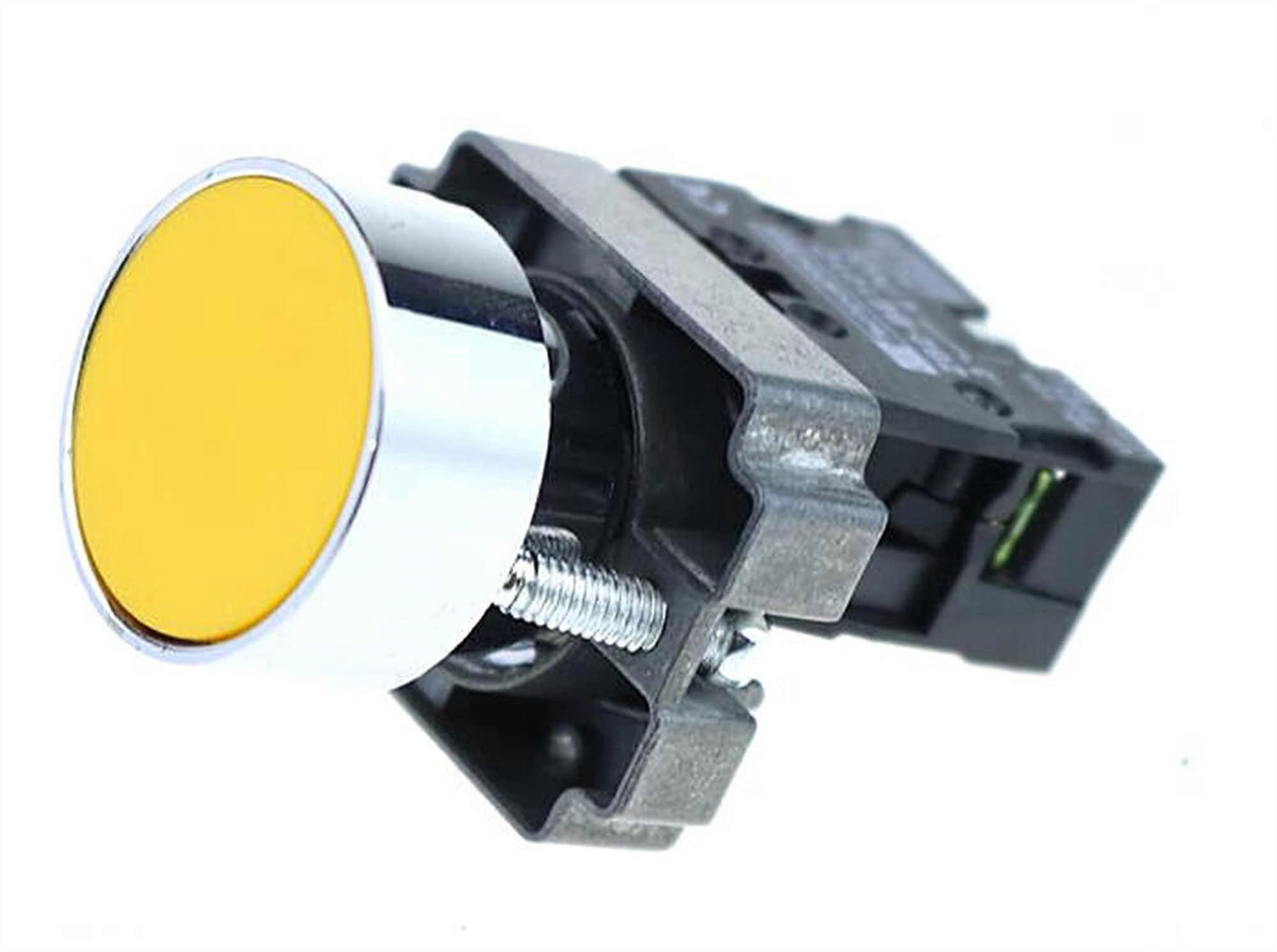 5pcs XB2BA51 Yellow Momentary Push Button Switch 1NO SelfReset Flat Control for Telemechanique