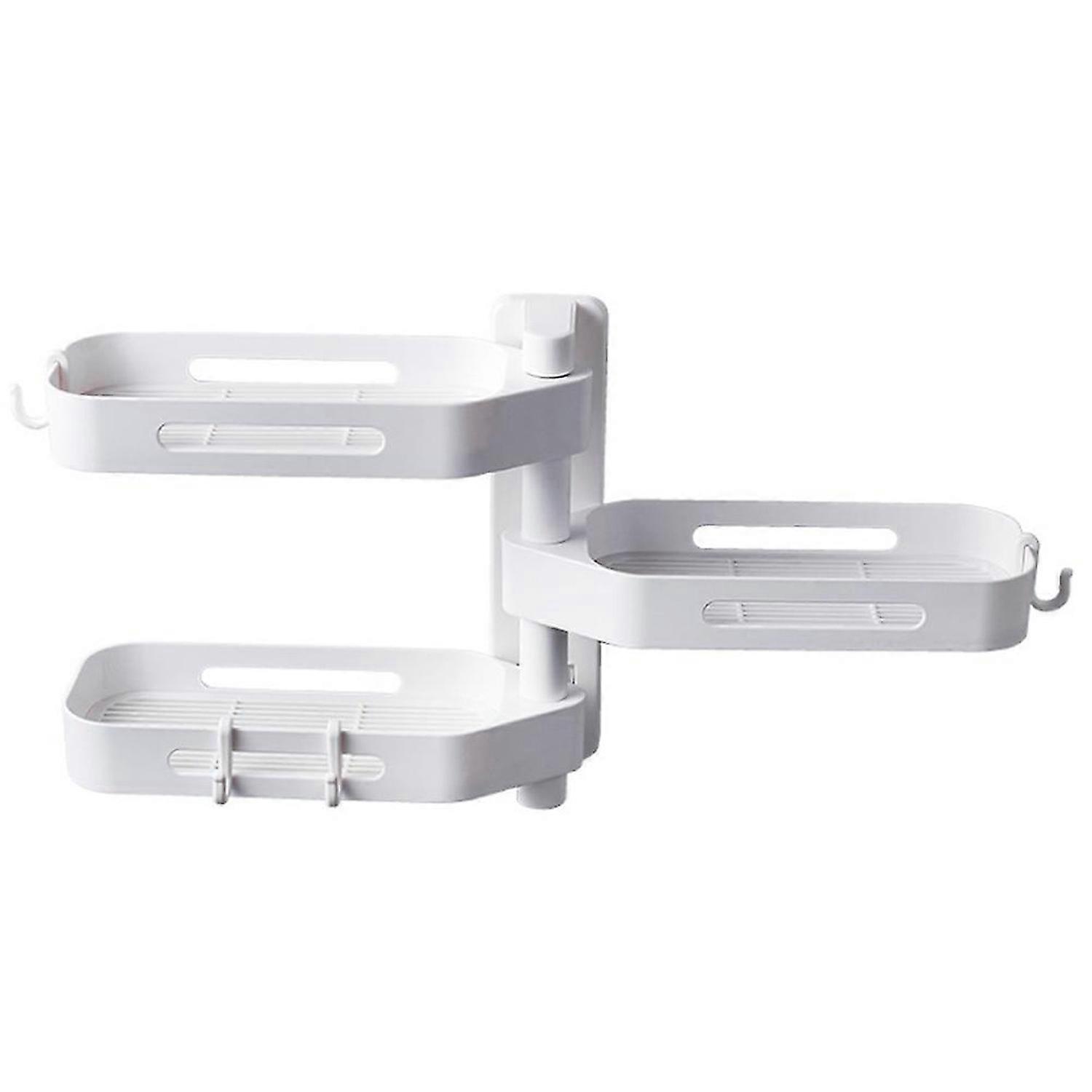 Adhesive Bathroom Shelf Rotating Wall Mounted Corner Suction Makeup Organizer Rack