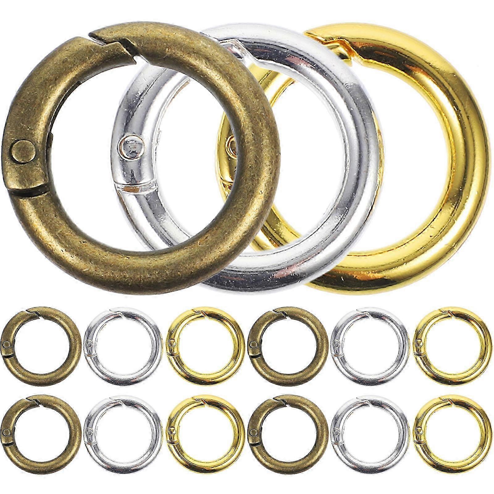 15Pcs Spring O-Rings Round Key Rings for Garment Assorted Colors