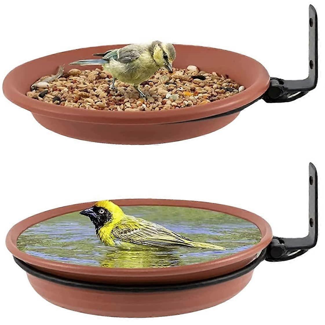 Large Outdoor Hanging and Wall Mounted Bird Bath Feeder Set, Dual Function, Durable Plastic