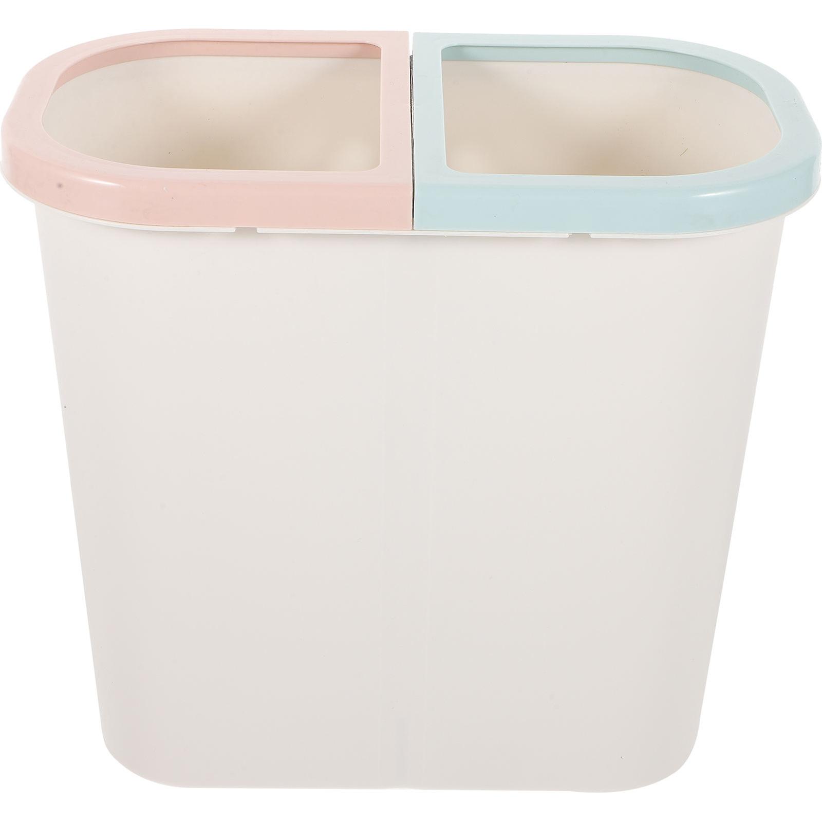 Double Compartment Garbage Can for Storage Kitchen Use White
