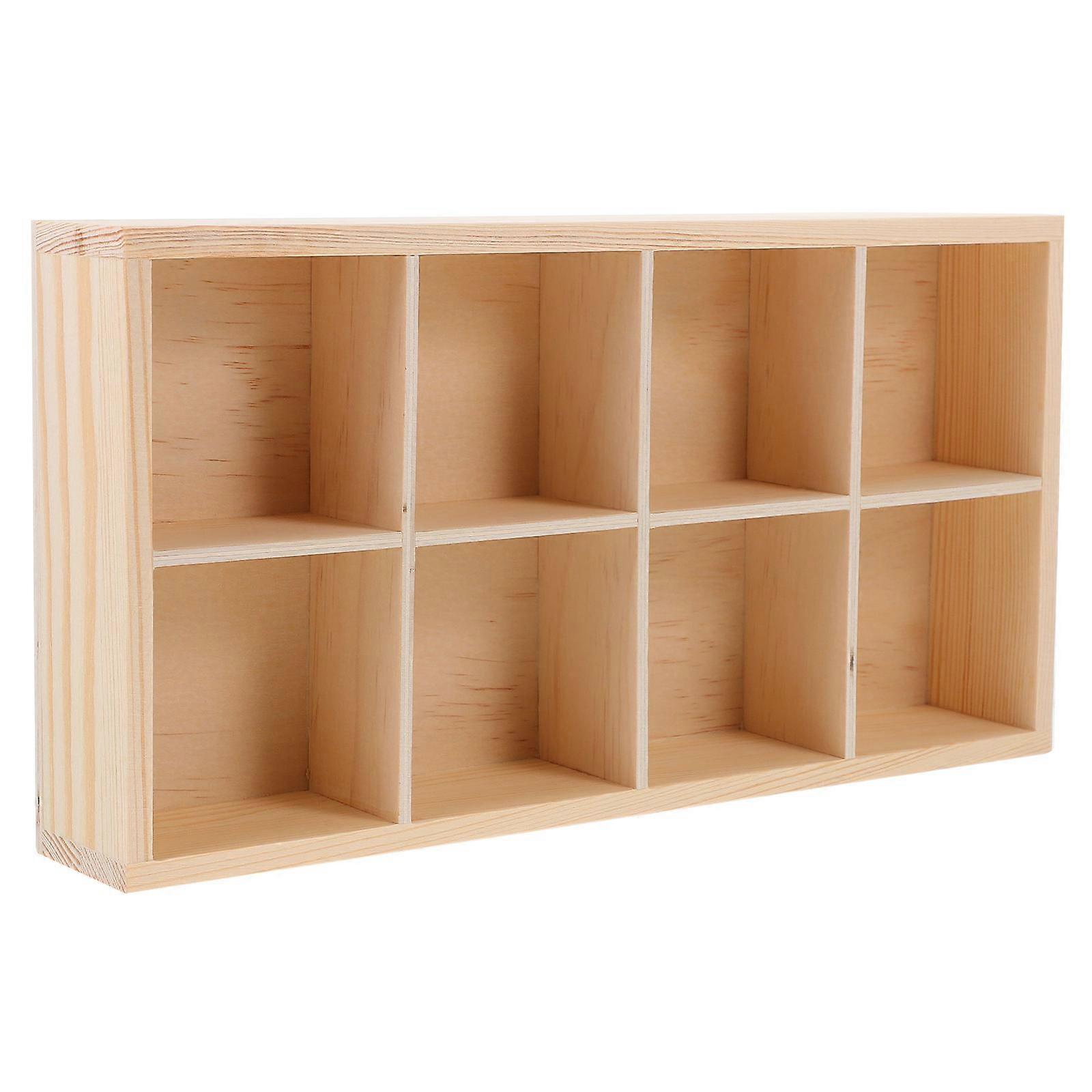 Beige Wooden Storage Box for Succulent Planters with Divider Compartments