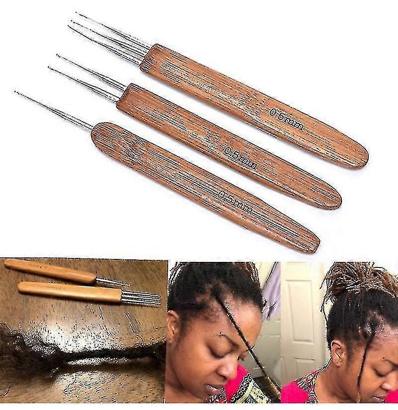 1/3pcs 0.5mm Dreadlock Crochet Needle Hook Bamboo   Hooks Tools Making