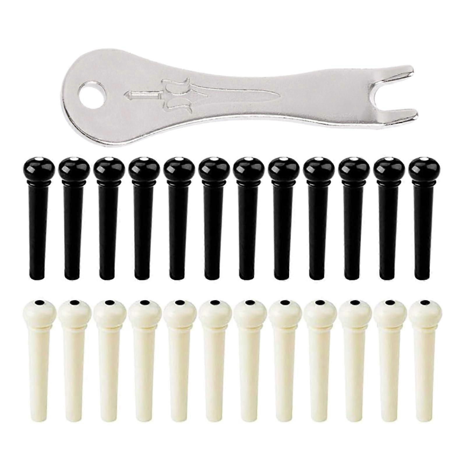 25 Pcs Acoustic Guitar Bridge Pins with Puller, Quick Pin Removal, Durable Replacement Set
