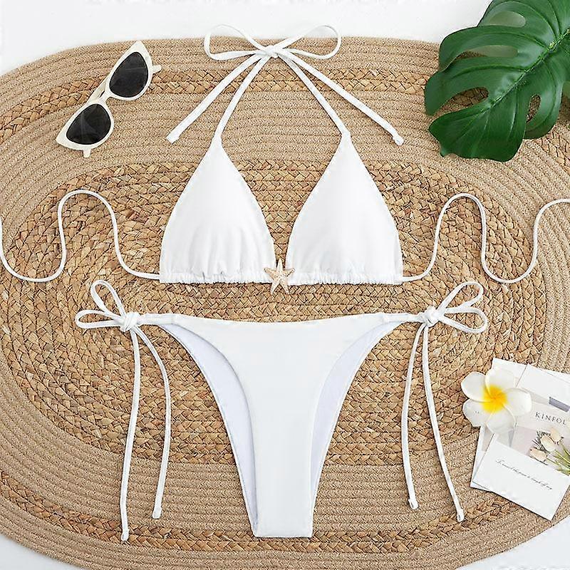Two-Piece Beach Bikini Swimsuit, Conservative with Straps