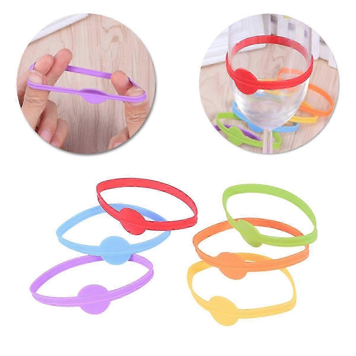 Reusable Silicone Drink Markers, 6-Piece Set, Assorted Colors