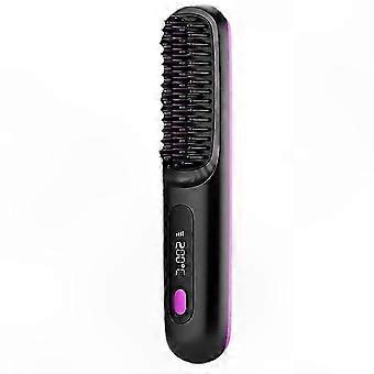 Kabellose Mini-Haarglättungsbürste, schnell aufheizendes Styling-Tool für Haare (Schwarz)