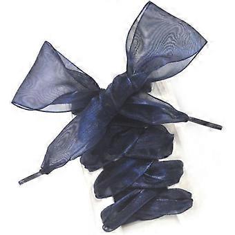 Lacets plats en satin de soie HWZWT, ruban, pour chaussures de sport, baskets, nœud papillon, mode femme, bleu marine