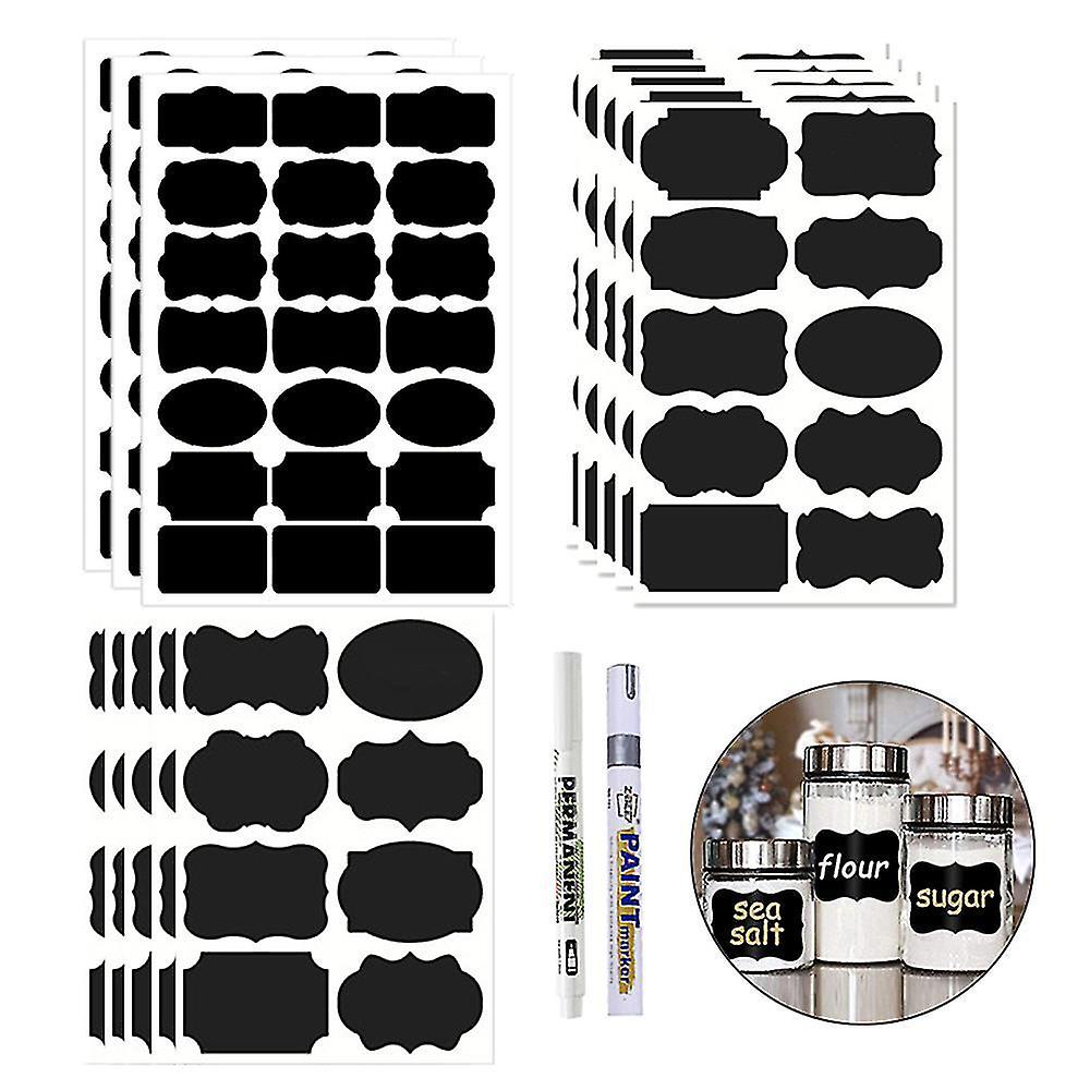 173x Self adhesive Chalkboard Labels 2x Erasable Chalk Markers. Perfect Label Partner For Kitchen Sp