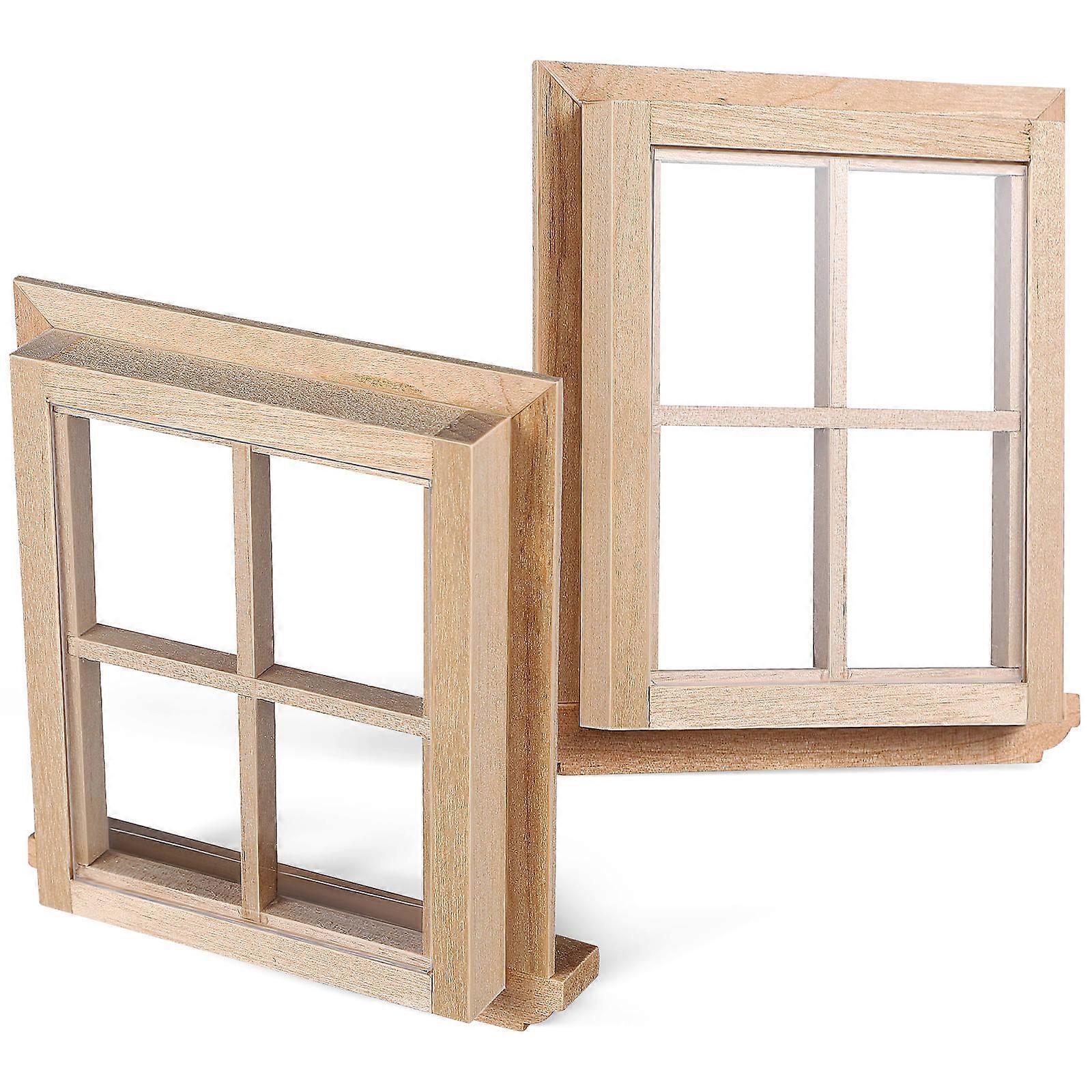 Doll House Window Miniature Window Frame Models for Decor 2Pcs