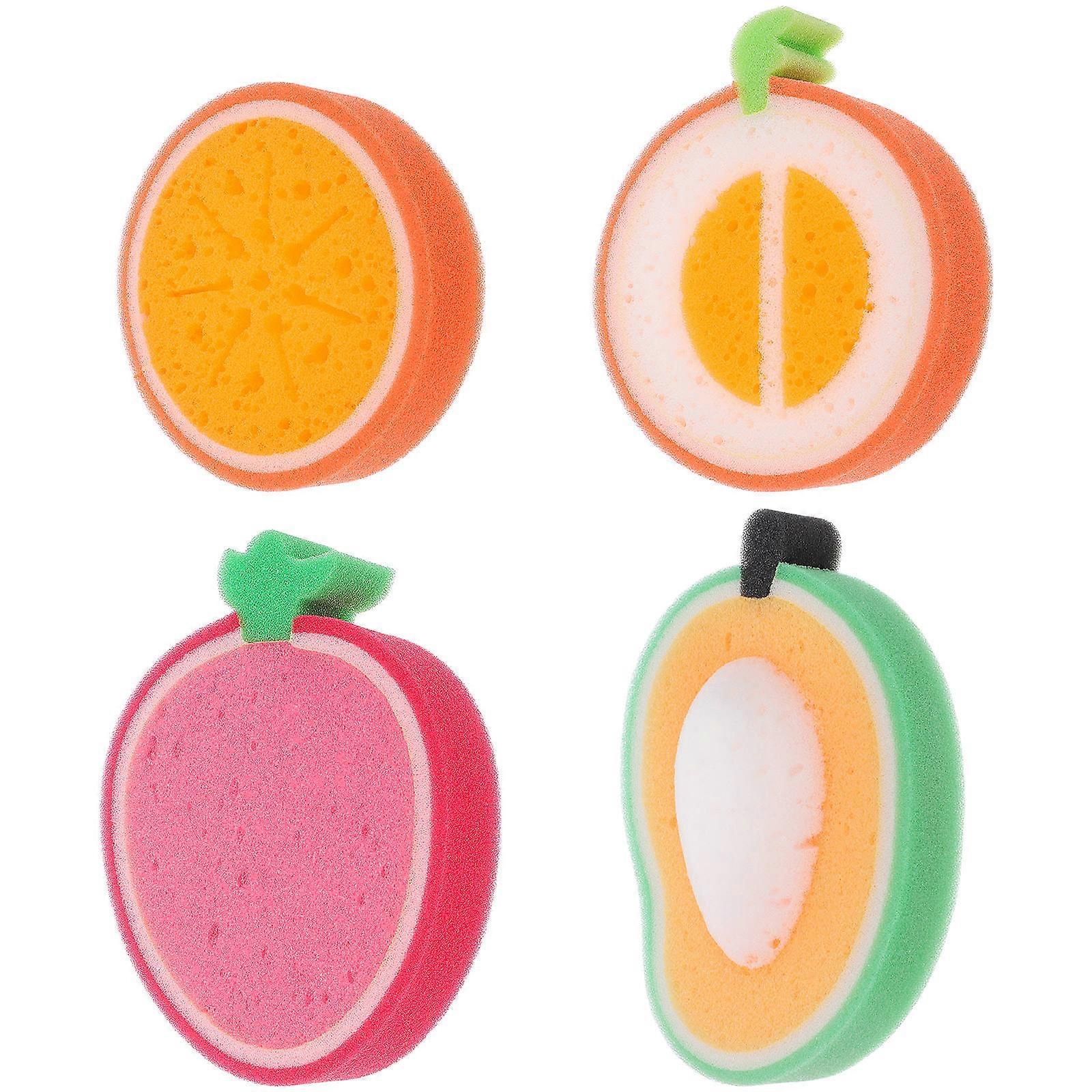 Fruit Shaped Bath Sponge 4Pcs for Shower Use with Assorted Color