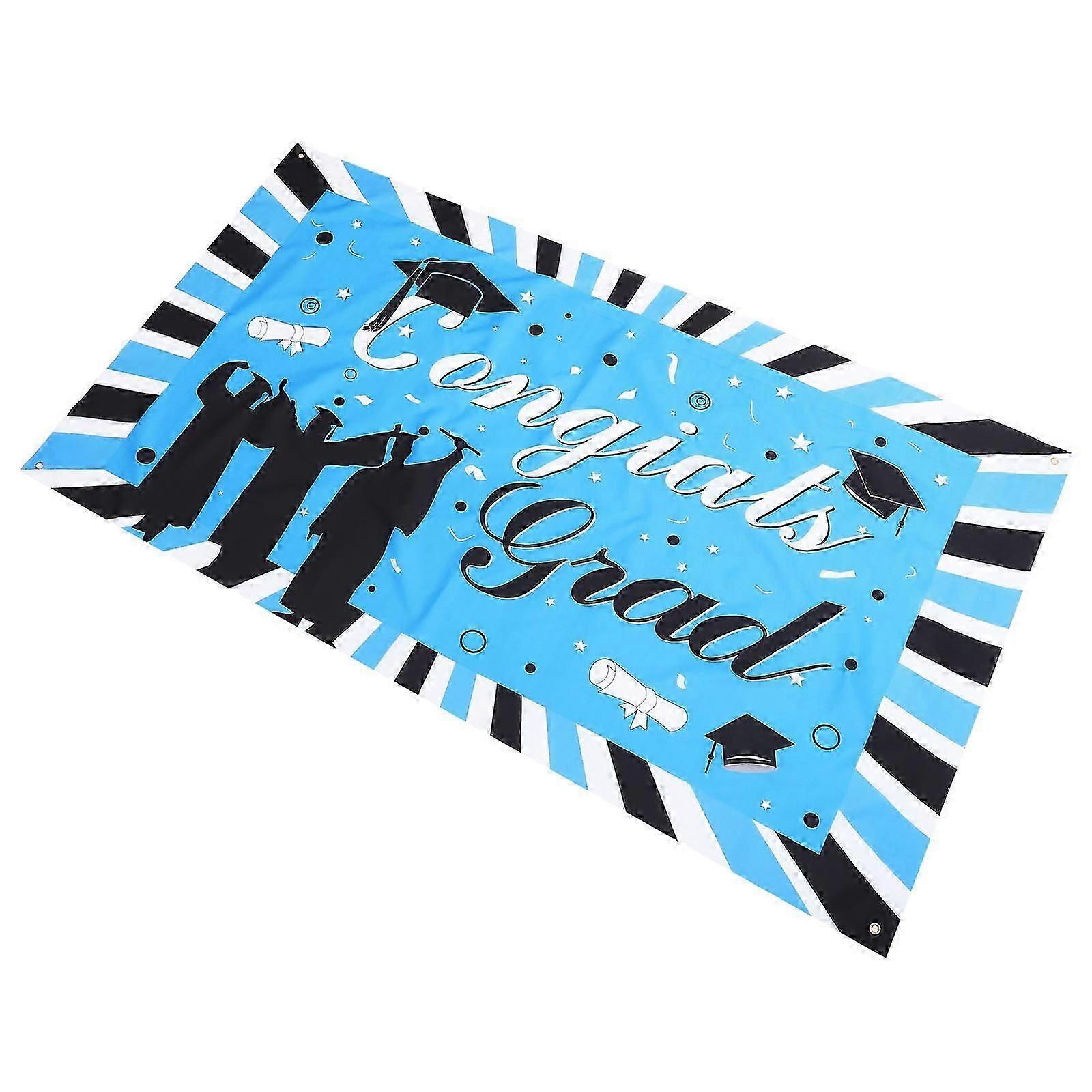 Graduation Party Rectangle Background Prop Blue Polyester Cloth Decoration 1 Set