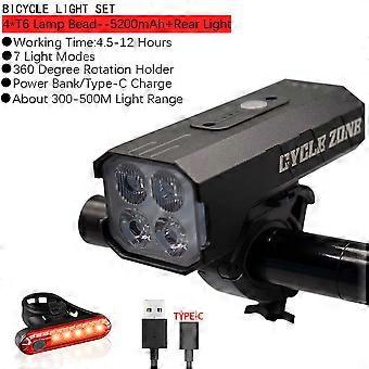 Cyclezone Bk40 Lampa rowerowa USB Akumulator T6 Led Światło rowerowe 6/7 Tryby Latarka MTB Przednia lampa z tylnym światłem tylnym Jazda na rowerze