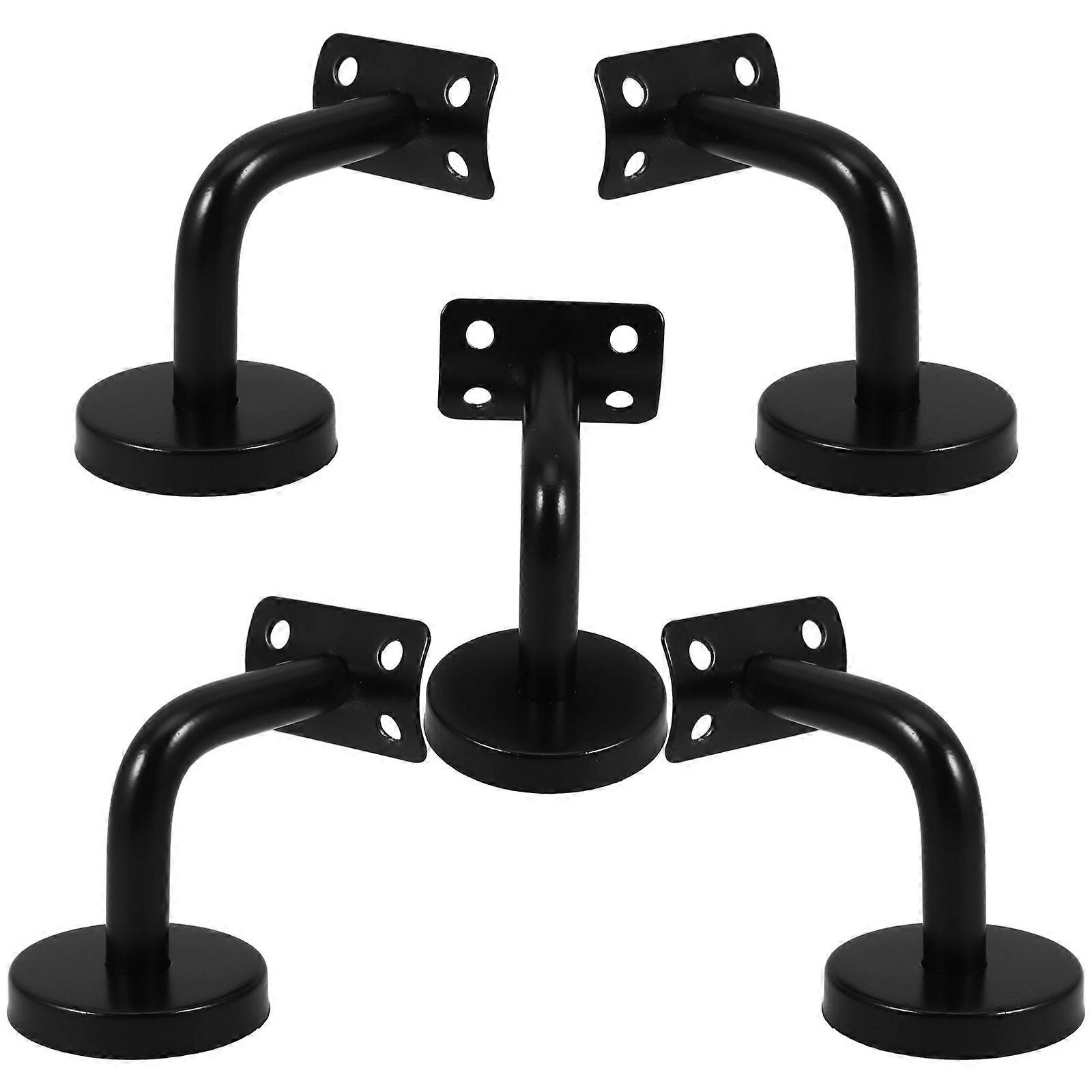 5Pcs Professional Solid Stainless Steel Handrail Wall Mounted Brackets Supports(Black)