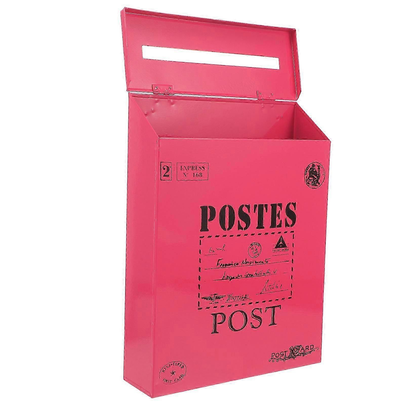 Rosy Iron Post Box for Wall Mount Mail Storage