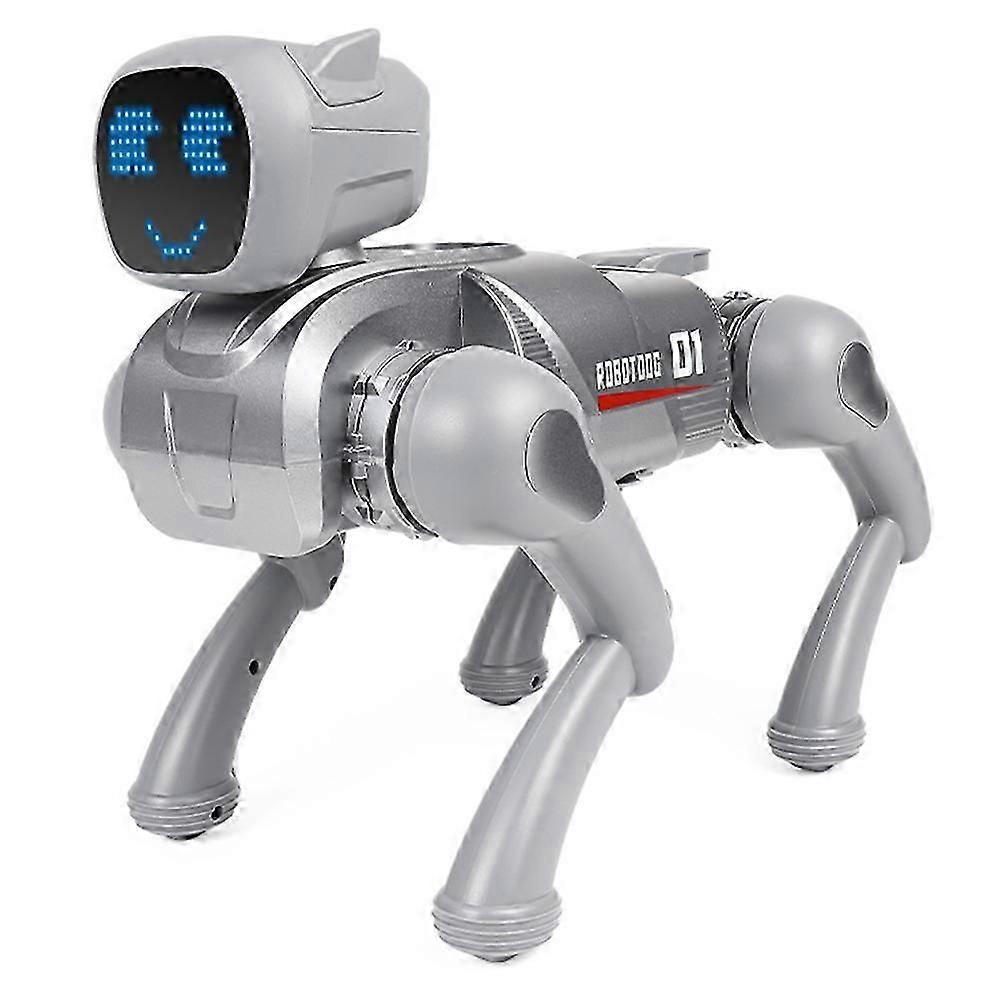 TKdaddy 2.4G Smart Interactive Robot Dog App / Voice Control Programmable Toy with Expression Lights Grey
