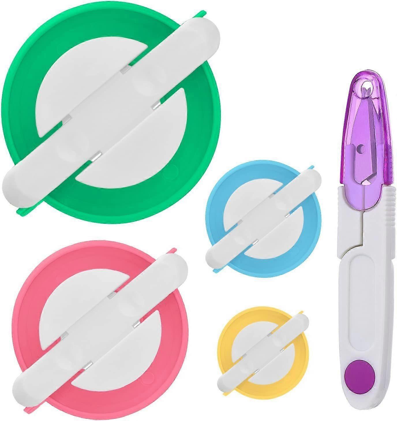 Dww-Pompom Maker - 4 Different Sizes - Pompom Making Tool - Knitting Tool with Scissors