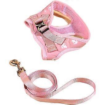 Cute Dog Harness Dog Vest Harness with Leash Set Bell Bow Design Puppy Cat Harness Leash Set for Small Medium Dogs Pink XS