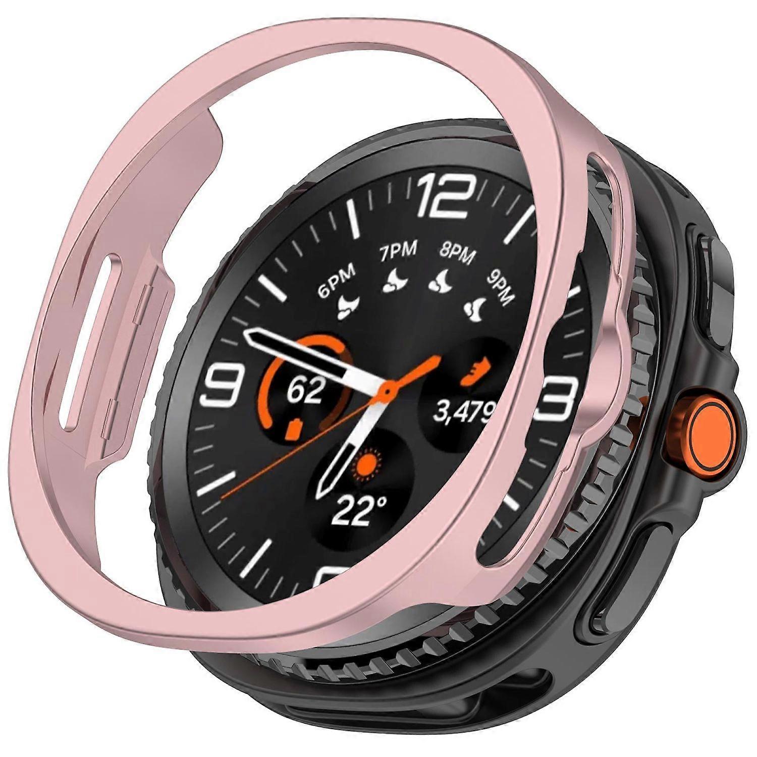 For Samsung Galaxy Watch 8 Classic 46mm Design Plastic PC Smart Watch Protective Case Cover Pink