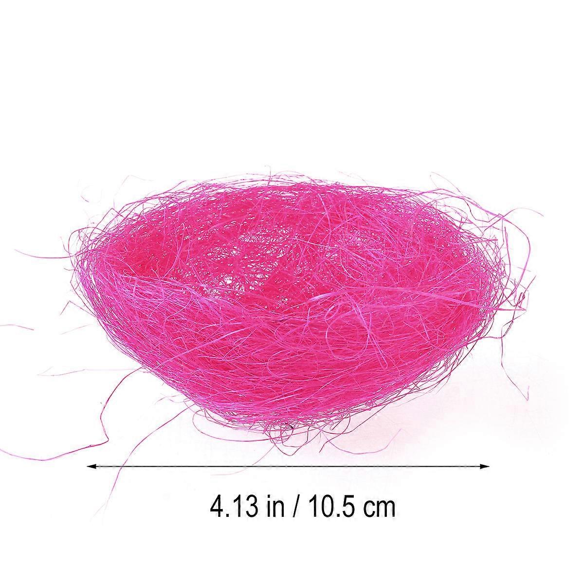 3Pcs Artificial Nest Easter Mini Colored Thread Bird Nests for Candies Eggs (Rose Red)