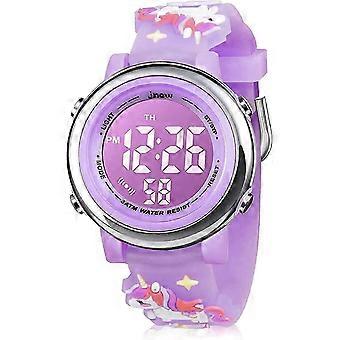 Kids Digital Sports Watch 30m Waterproof Multifunction Electronic Watches 7 Color Led Backlight For 3 Years To 12 Years Old Kids Girls Boys(pink 26-27