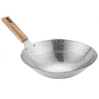 Roestvrij staal Wok Huishouden Koekenpan Traditionele Pan Restaurant Pot met Houten Handvat