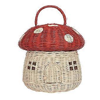 Cesta de almacenamiento en forma de hongo de ratán hecha a mano- Linda decoración de regalo hecha a mano Ilustración R