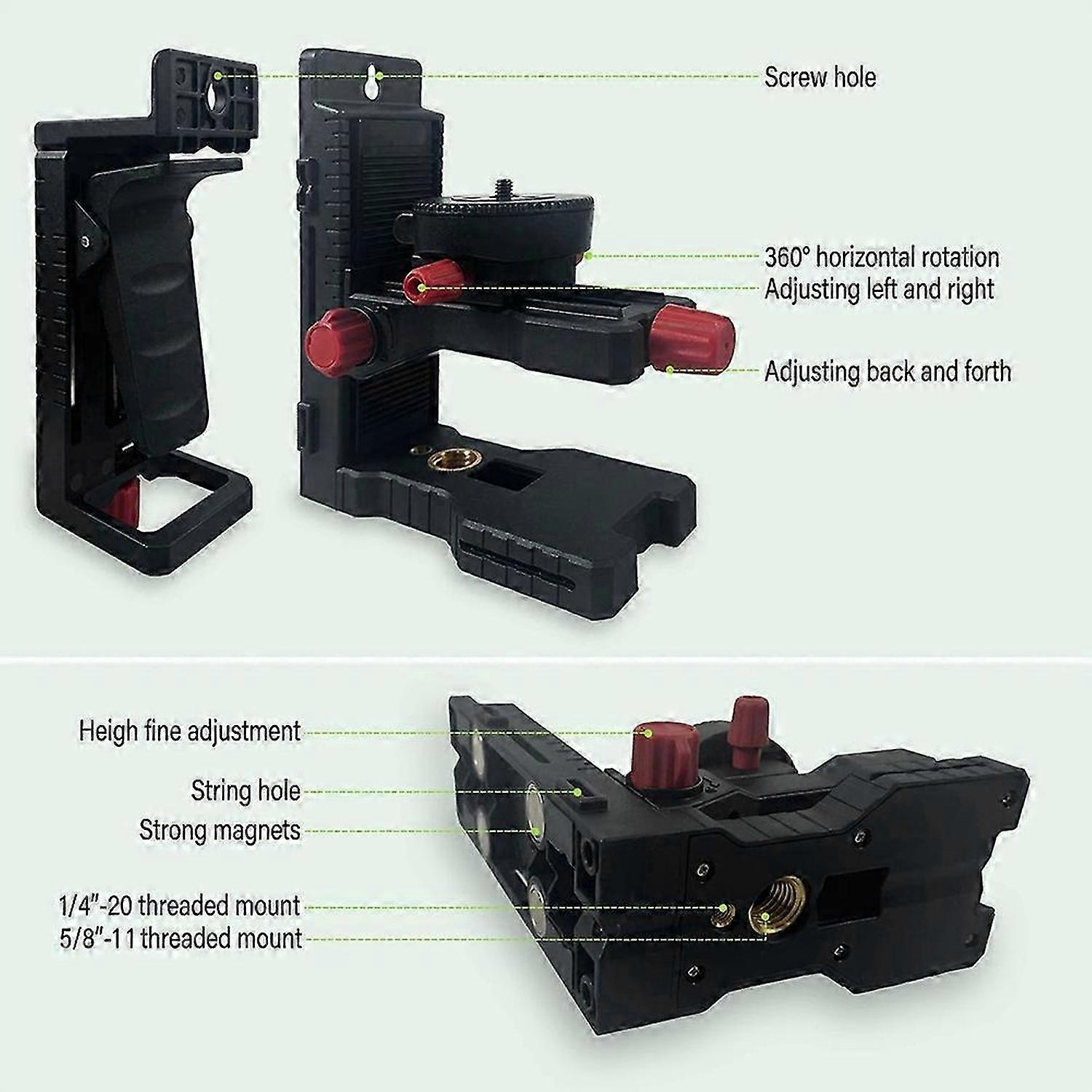 Fine-Tuning Bracket Level Adapter Multifunctional Magnetic Pivoting Base with Adjustable Clip