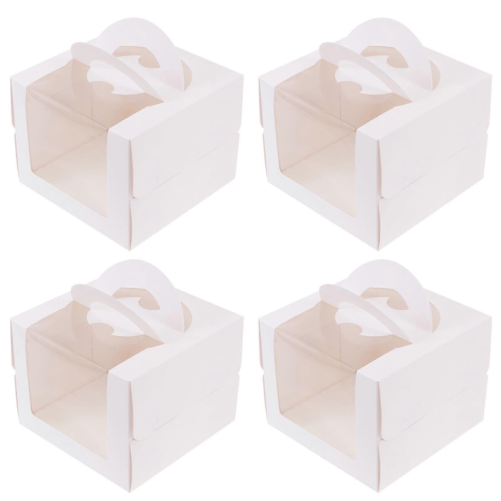 4Pcs Birthday Cake Boxes Decorative Cake Cases Dessert Packing Boxes (White)