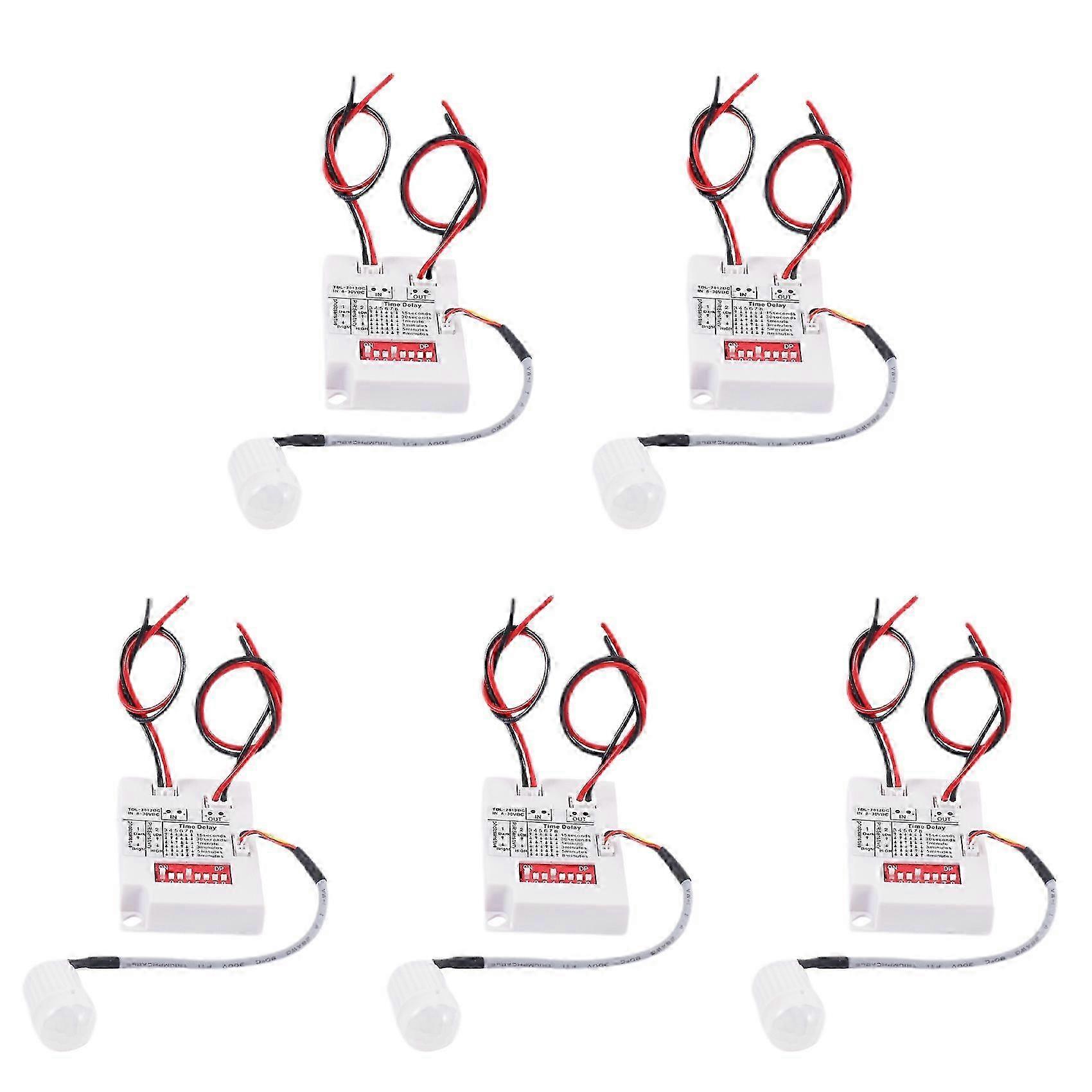 5X 12V 24V PIR Motion Sensor Switch IR Infrared Human Induction Time Delay Relay Switch Corridor LED Light Timer Switch