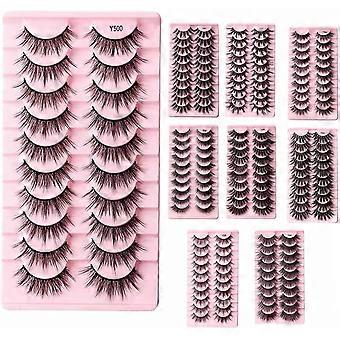 3D False Eyelashes - 10 pairs of natural, fine, and curled lashes | Creates a voluminous and curled look, long-lasting and smudge-proof | Comparable