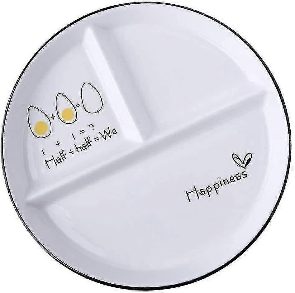 Split Ceramic Dinner Plate 3 Cut Food Plate Lunch Plate