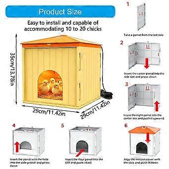 Temperature Panel Brooder Shelter for Poultry, Indoor ABS Heat Cabin for Small Animals with Corded 110V Winter Placement Use Support Multicolor