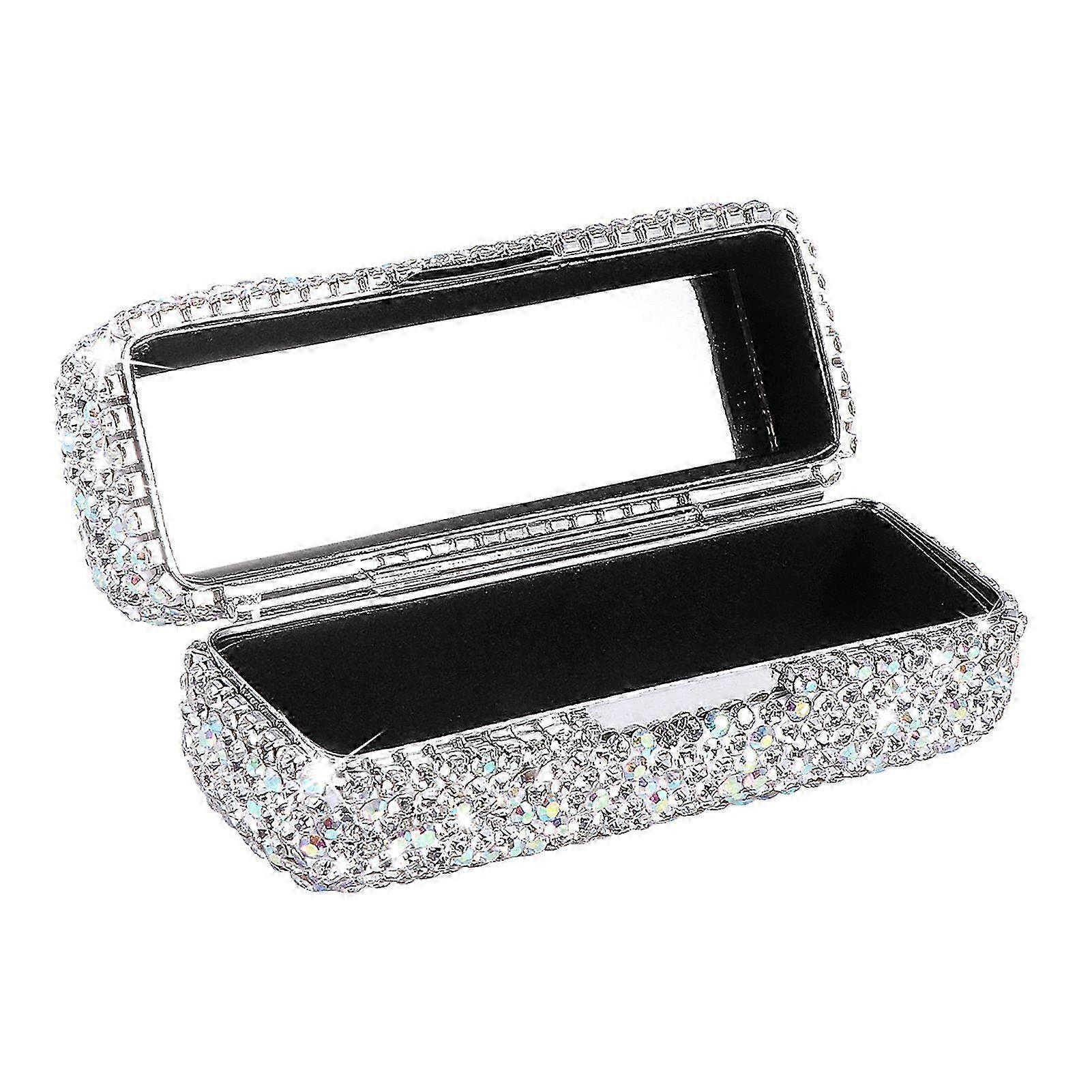 Rhinestone Lipstick Case With Mirror