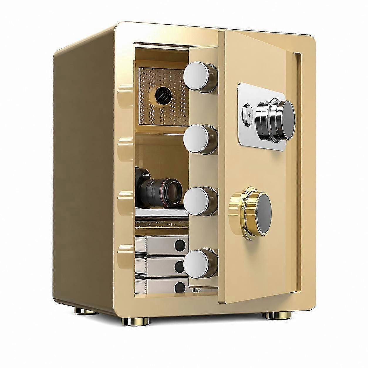 Gold Mechanical Lock Safe Box with Dual Lock Security and Solid Steel Construction 45cm