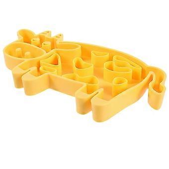 Slow Feeder Dog Bowl, TPR Cartoon Shaped Pet Feeding Bowl, Easy Clean Slow Eating Dish for Wet and Dry Food, 25x14x2 cm, Yellow
