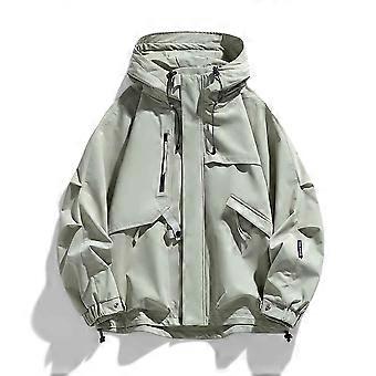 Men's Hooded Sportswear Jacket, Functional Warm Coat, Large Pockets, Solid Color for Mountain Climbing and Casual Wear